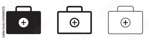 First aid kit icon set vector. First aid kit icon solid and line style.