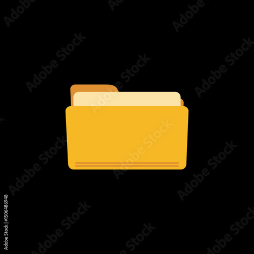 Document folder icon isolated on black background