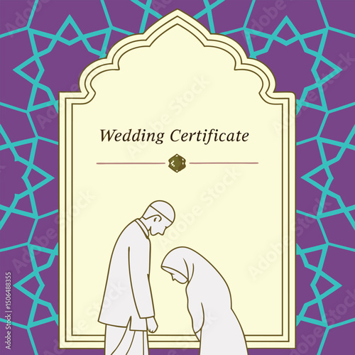 Elegant Muslim Wedding Certificate Template With Traditional Islamic Design Elements