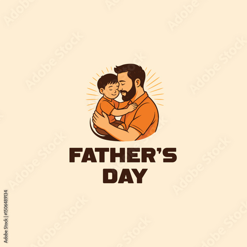 Father and Child Love Bond Illustration - Happy Parenthood Vector