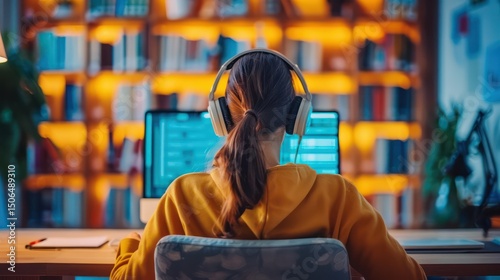 A student streaming educational videos and participating in online classes without interruption, utilizing fast internet for remote learning.