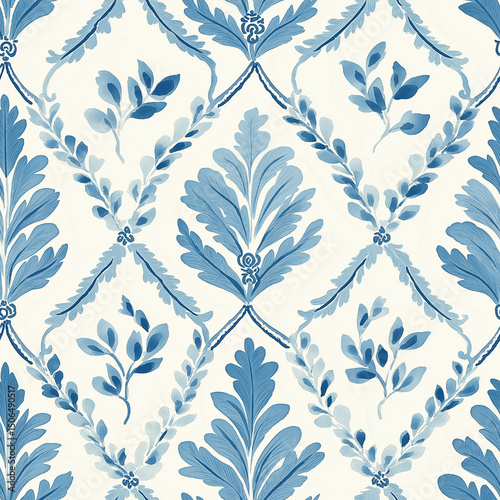 Seamless pattern repeat design diamonds trellis for wallpaper, fabric and product packaging, elegant English style motif