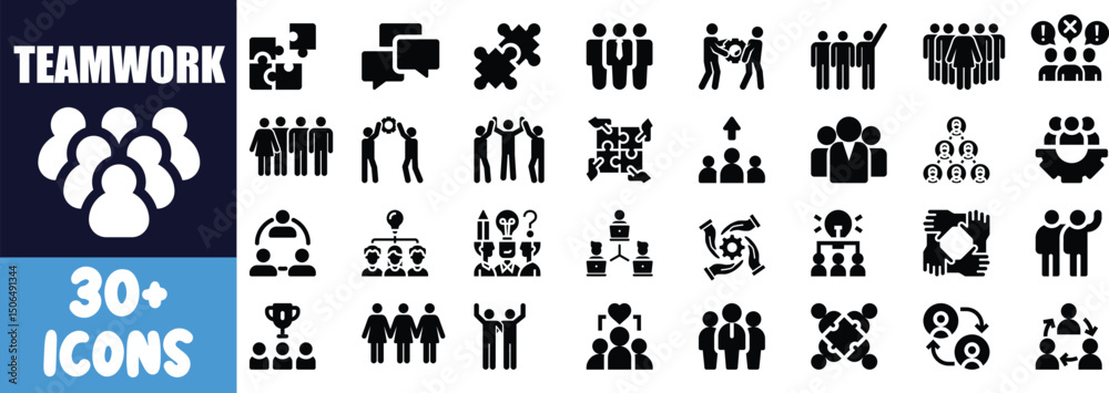 Obraz premium Teamwork icons collaboration group people success