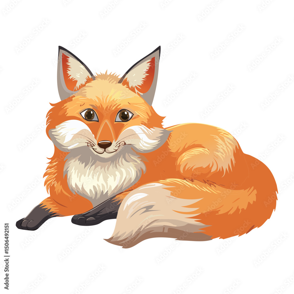 Obraz premium Fox Standing Still Illustration