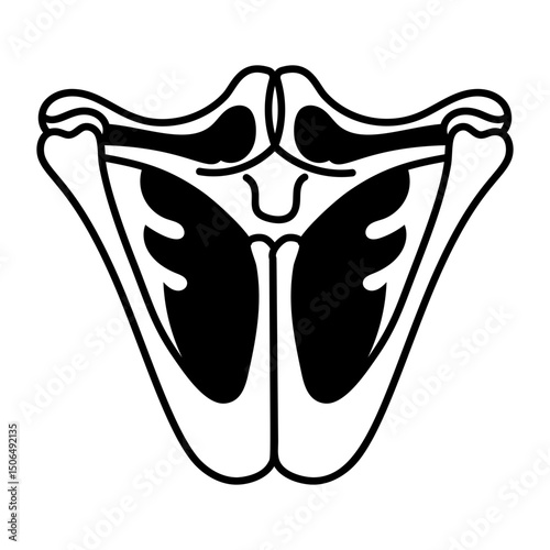 A hand drawn style icon of vocal cord