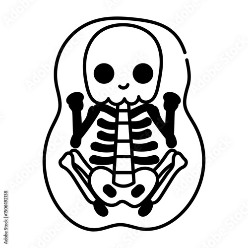 A sketchy style icon of fetal skeleton
