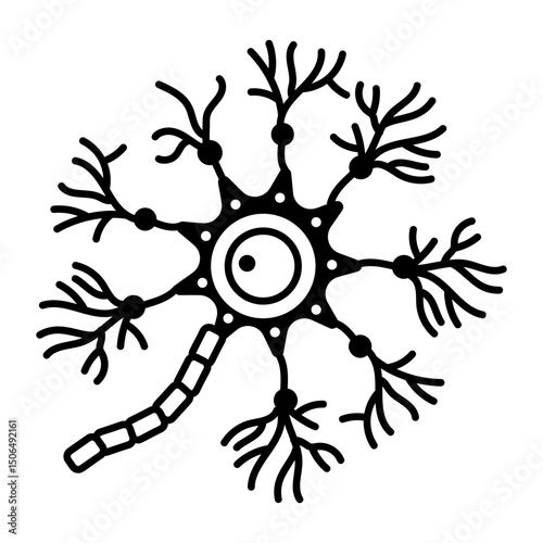 A hand drawn style icon of neuron
