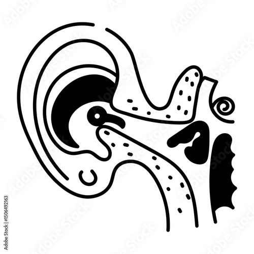 A doodle style icon of ear anatomy
