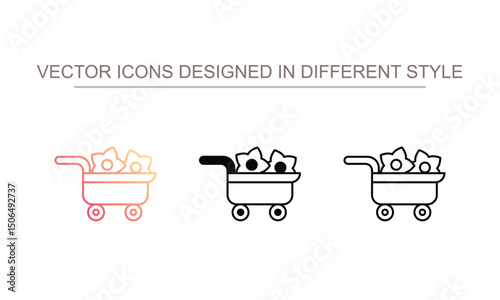 Flower cart icon design with white background stock illustration