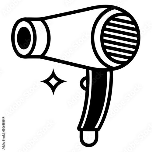Modern hair dryer vector line design isolated on transparent background