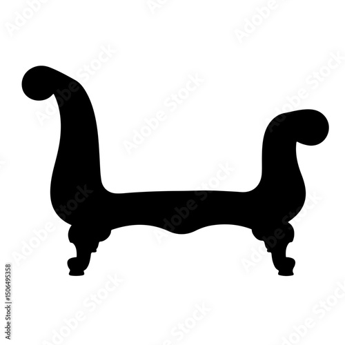 Elegant silhouette of a decorative ottoman with curved arms