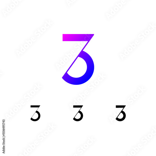 Art number 3 set, numeral three for your logo abstract design, trendy modern vector illustration 10EPS