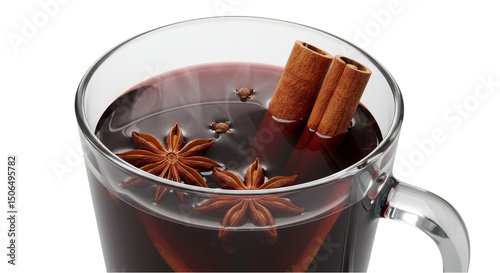 Isolated Photo of Mulled Wine With Cinnamon and Star Anise Spices