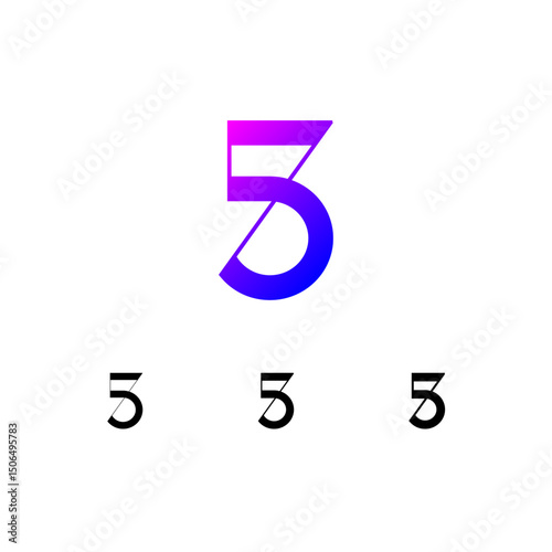 Art number 5 set, numeral five for your logo abstract design, trendy modern vector illustration 10EPS