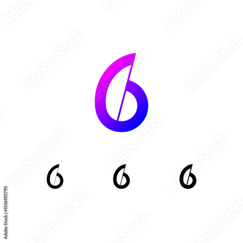 Art number 6 set, numeral six for your logo abstract design, trendy modern vector illustration 10EPS