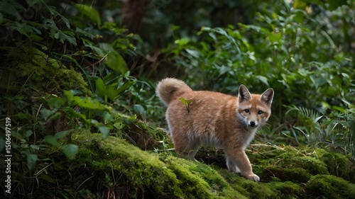 Red fox in the forset, nature concept