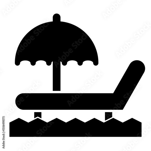 beach chaise longue solid icon