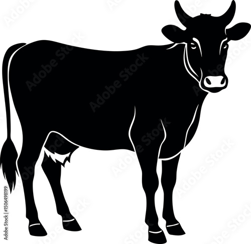 silhouette of a cow