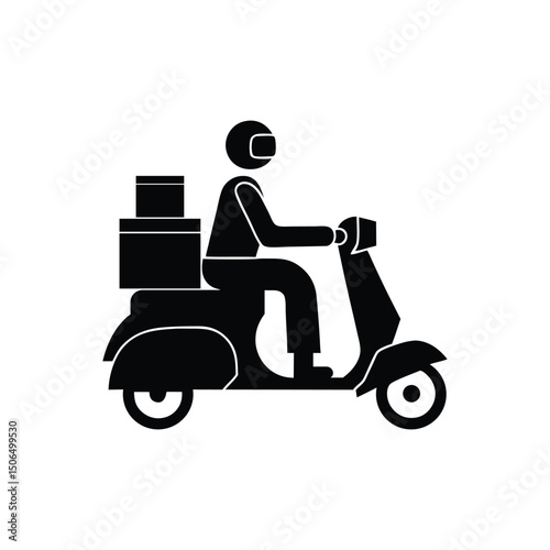 Delivery Boy Silhouette – Fast Home Delivery Concept Illustration.