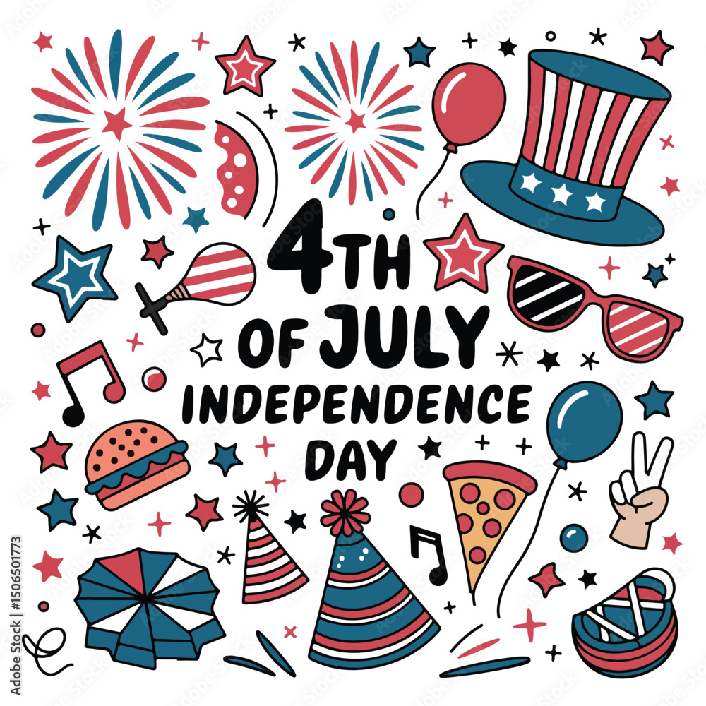Obraz premium 4th of July Clipart Patriotic Icon Set 