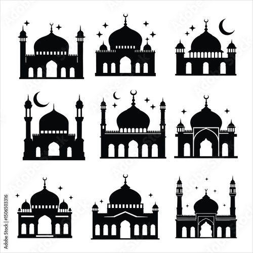 Taj Mahal silhouette vector illustration of architectural landmark design