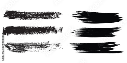 Collection of vector paint bold brush strokes, hand drawn thick grunge lines and rectangle shapes modern grunge	 background brush