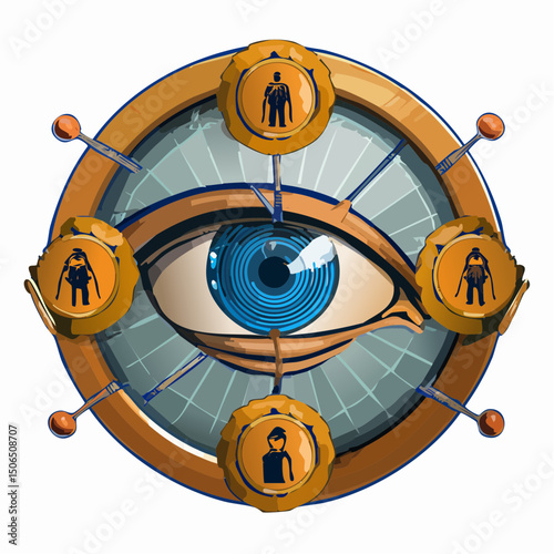 A clean vector icon set exploring digital privacy and AI ethics, including biometric eye scan, secure cookie, face blur, and algorithm symbols.