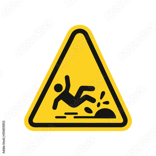 Wet floor, caution hazard, triangle warning, yellow sign, safety alert, workplace caution, industrial risk, janitor warning, cleaning area, hazard prevention, slip control for facility cleaning