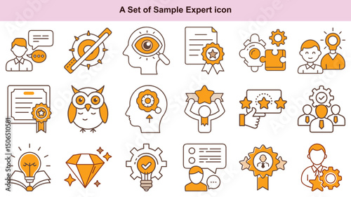 Expert Icons Vector Set: Skill, Knowledge, Talent, Mastery and More