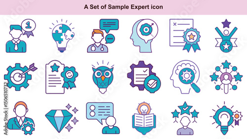 Expert Icons Vector Set: Skill, Knowledge, Talent, Mastery and More