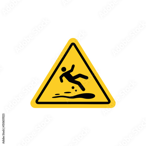 Wet floor, slippery caution, danger warning, hazard sign, safety symbol, workplace safety, fall prevention, accident risk, facility alert, industrial cleaning, janitor zone for workplace safety