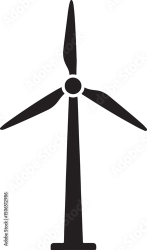 Silhouette vector of a wind turbine, ideal for eco-friendly, renewable energy, and environmental design themes. EPS format for easy use.
