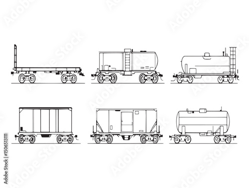 minimalist freight train line art vector for commercial use