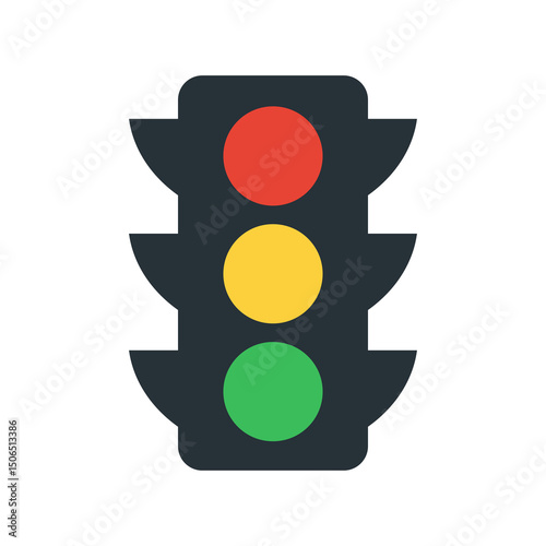 Traffic light icon vector with red, yellow and green lights, road signal symbol for vehicle stop and go direction