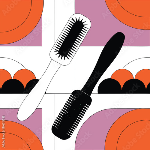 seamless pattern with brushes for hair