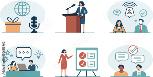 Empowering Communication: A vibrant illustration depicting the essence of public speaking and collaborative dialogue, designed to engage and inspire.