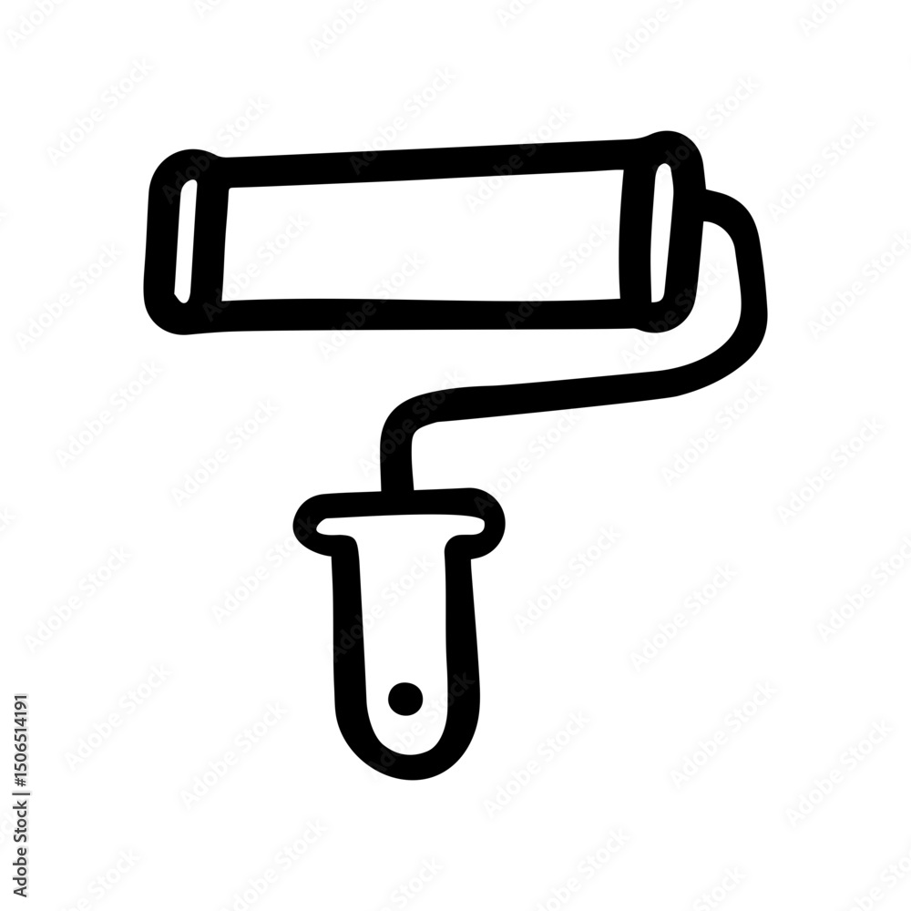 Fototapeta premium Paint roller doodle vector icon