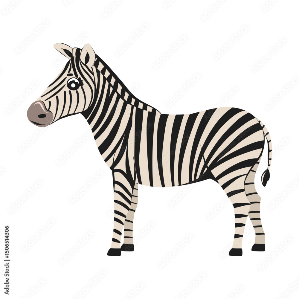 Obraz premium Funny zebra isolated. Children cute animal vector illustration. African horse.