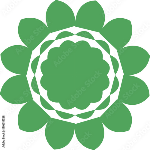 vector illustration of a green leaf mandala