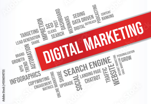 digital marketing word cloud concept - vector