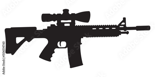 Assault rifle isolated on white background with military gun details