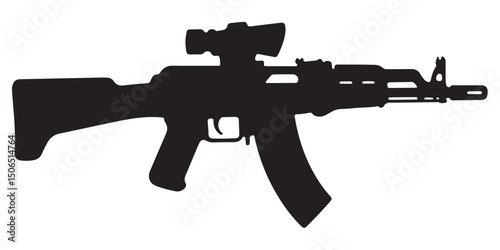 Assault rifle isolated on white background with military gun details
