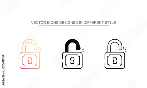 Unlock icon design with white background stock illustration