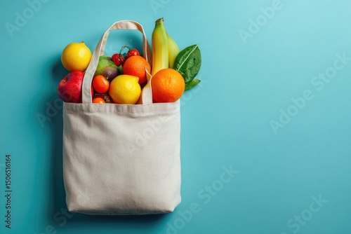 Reusable tote bag filled with fresh produce