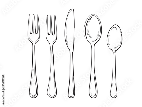 Simple elegant cutlery line art design for vector