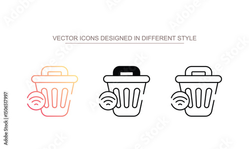 Smart Trash icon design with white background stock illustration
