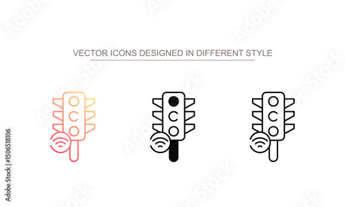 Smart Traffic Lights icon design with white background stock illustration