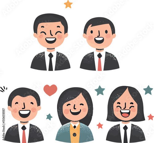 Diverse group of joyful business individuals showcasing teamwork and positivity.