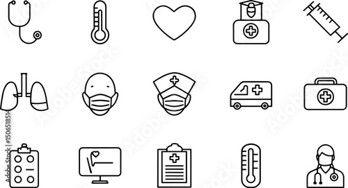 health checkup line icon set  medical care patient (1).eps