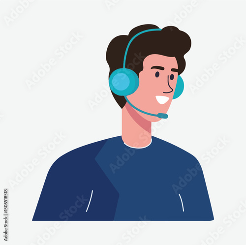 call center operator - Male Telemarketing Agent Vector Illustration – Customer Service Concept - A professional flat-style vector illustration of a male telemarketing agent wearing a headset.